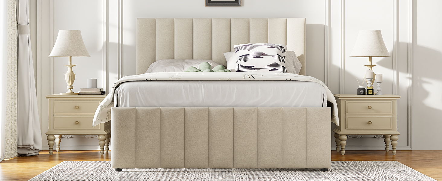Upholstered Platform Bed With Twin Size Trundle And 3 Drawers by HouseOfZazla
