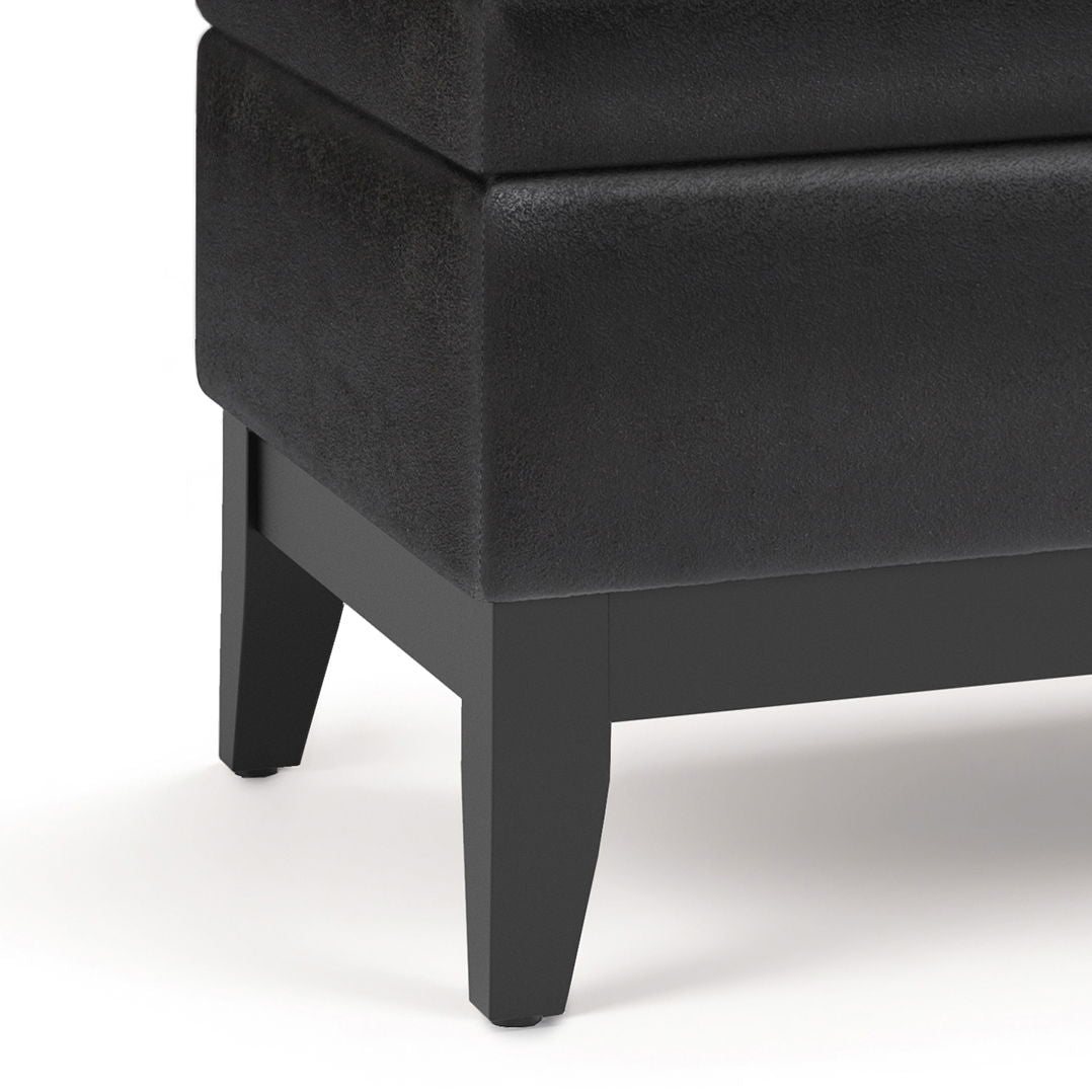 Oregon - Storage Ottoman Bench With Tray - Distressed Black by HouseOfZazla