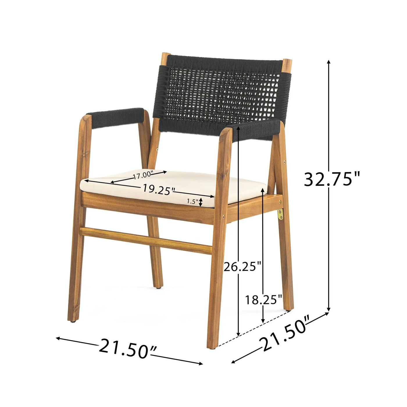 Outdoor 3 Pieces Acacia Wood Dining Set With Cushions by HouseOfZazla