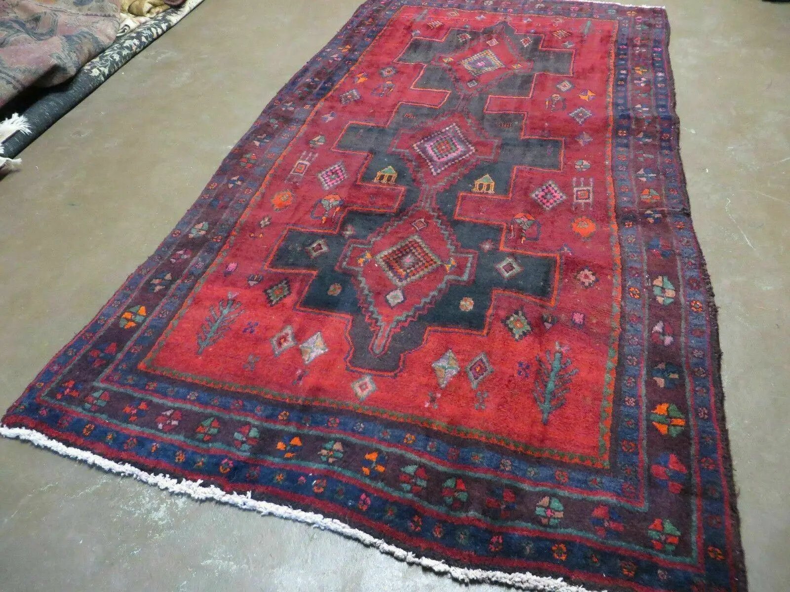 4' X 8' Antique Handmade India Geometric Oriental Wool Rug Veg Dyes Nice by Jewel Rugs