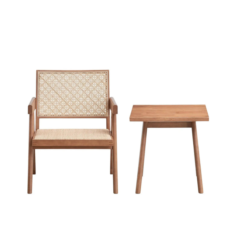 Armchair And Matching Square End Table, 2 Piece Living Room Set - Natural by HouseOfZazla