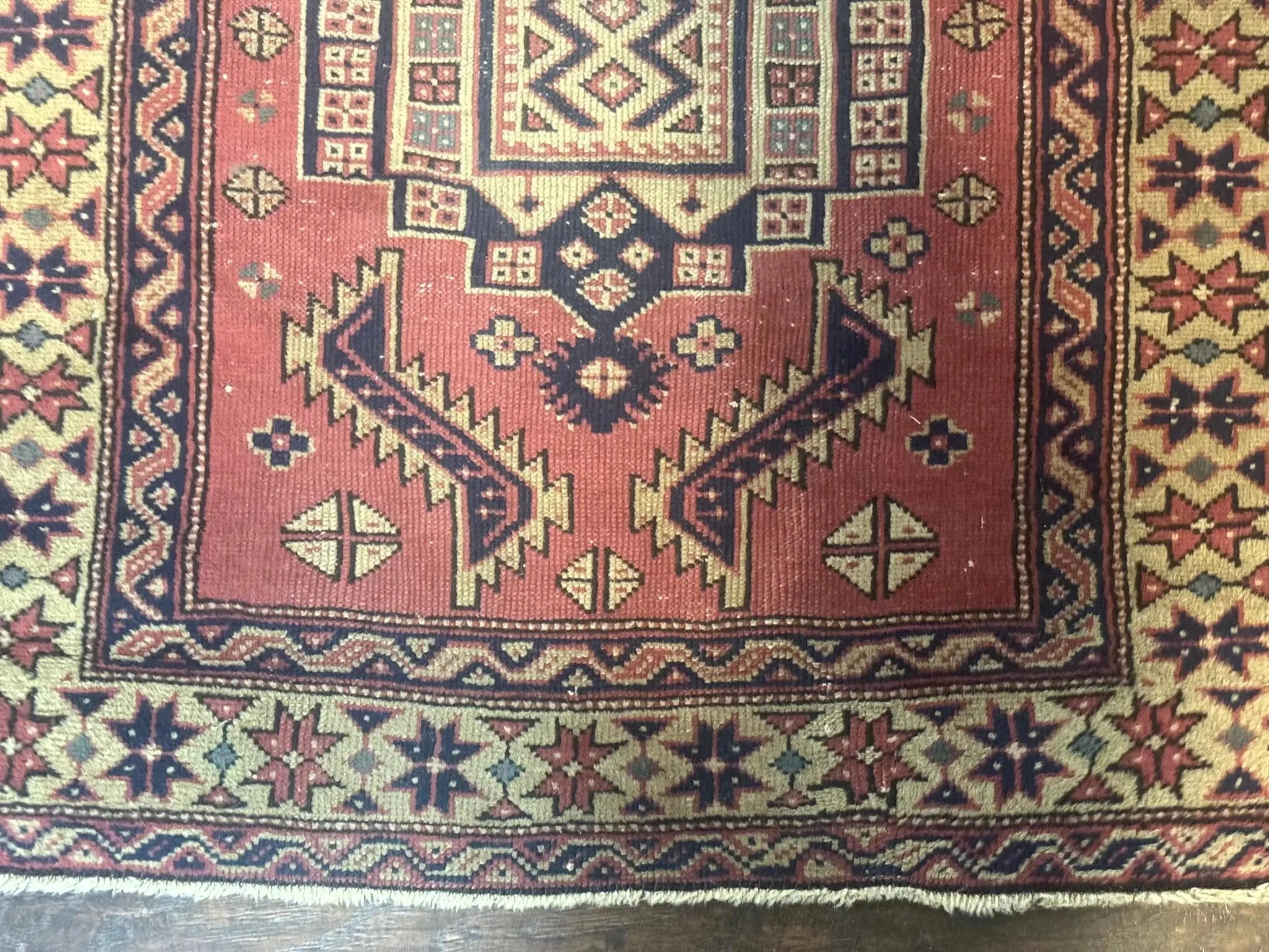 Antique Turkish Sparta Rug 3x6, Geometric Caucasian Kazak Pattern, Handmade by Jewel Rugs