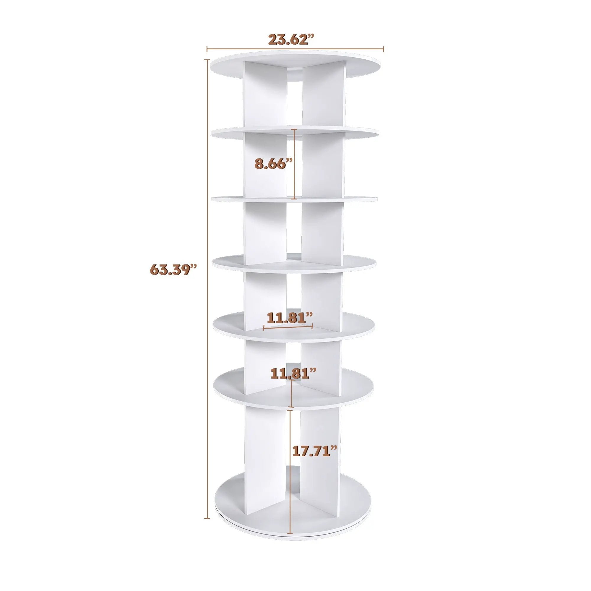 6 Tier Spinning Shoe Rack, Free Standing 360° Revolving Shoe Organizer - White by HouseOfZazla