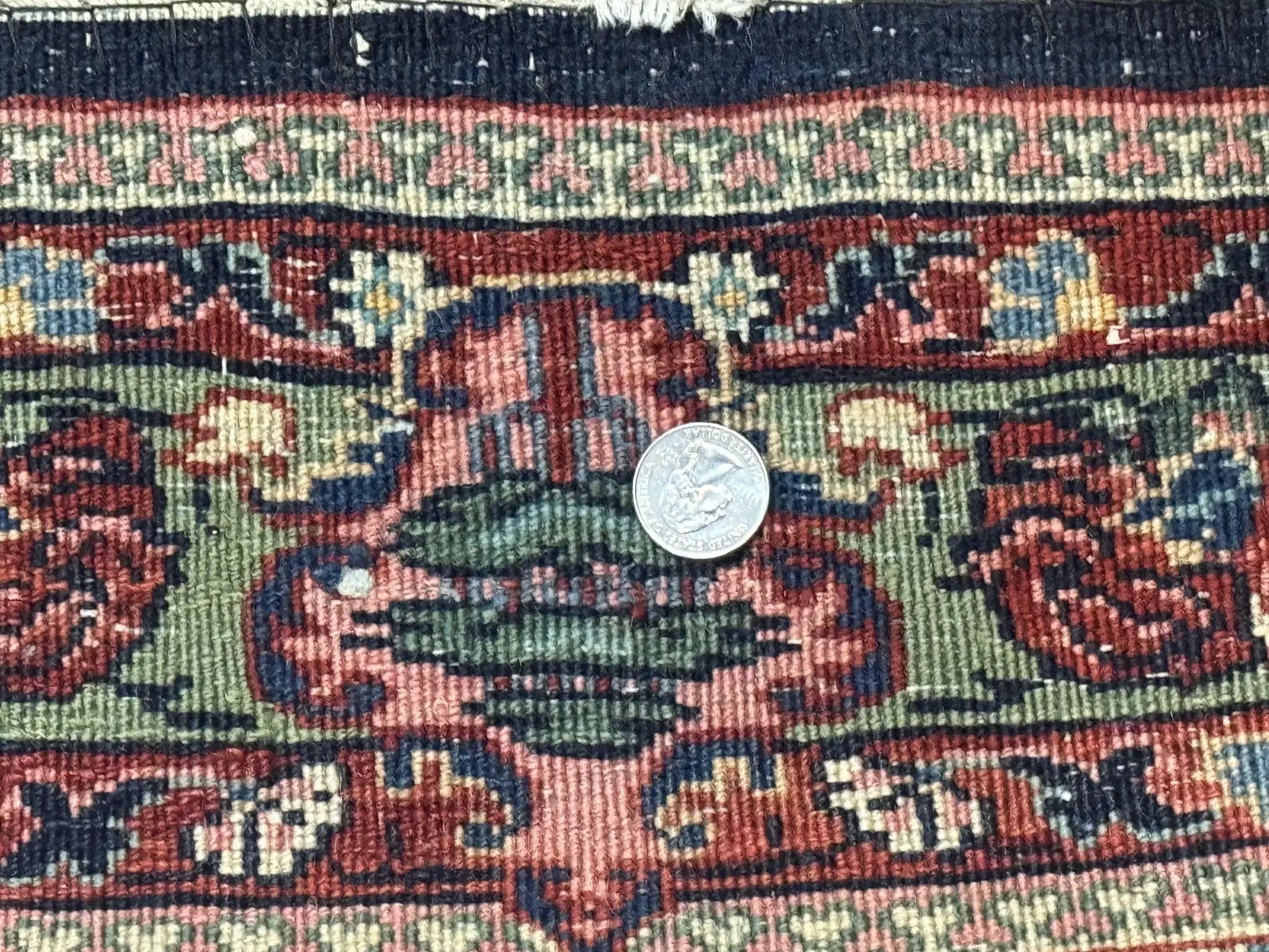 Antique Persian Rug 4x5, Navy Blue 1920s Carpet, Wool, Rare, Fine, Persian Hamadan Bidjar Carpet by Jewel Rugs