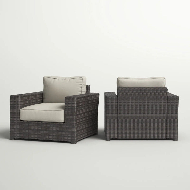 Outdoor Armchairs With Cushions Set of 2 – All-Weather Wicker – Espresso / Gray, photo 5 of 6