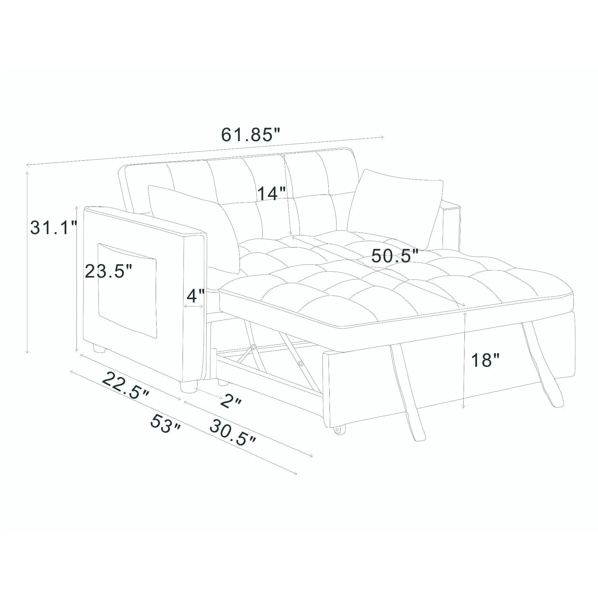 Sienna - Tufted Convertible Sleeper Sofa With Chaise - Gray by HouseOfZazla