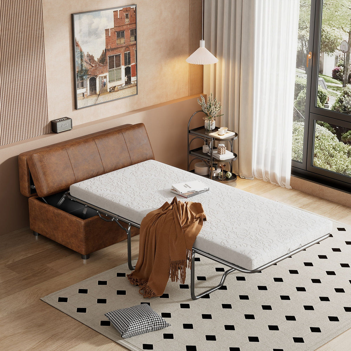 Twin Size Folding Ottoman Sleeper Bed With Mattress Convertible Guest Bed, photo 21 of 25