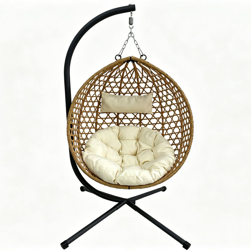 Folding PE Rattan Hanging Egg Chair with Stand by HouseOfZazla
