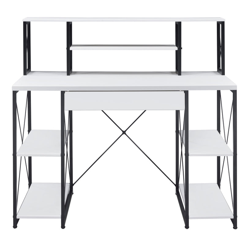 White and Black Recording Studio Desk with Drawer - Wood & Metal, photo 3 of 8