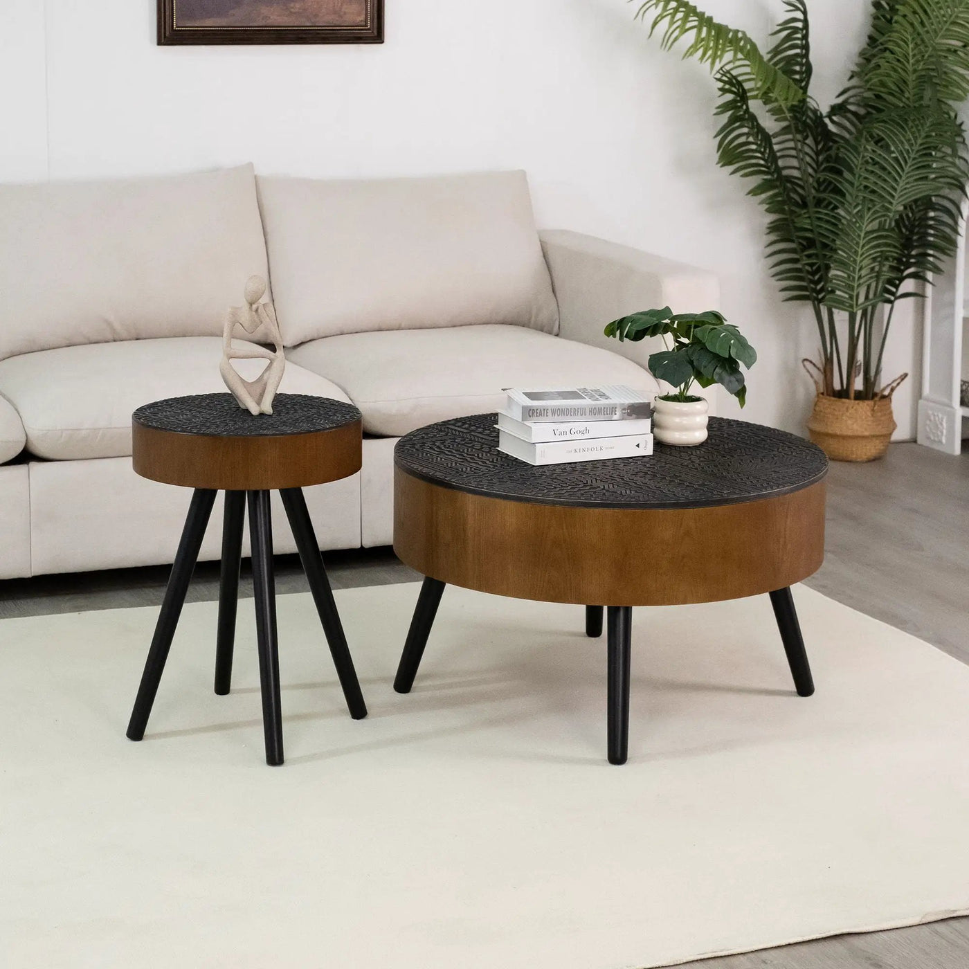 Round Coffee Table With Storage Function For Living Rooms by HouseOfZazla