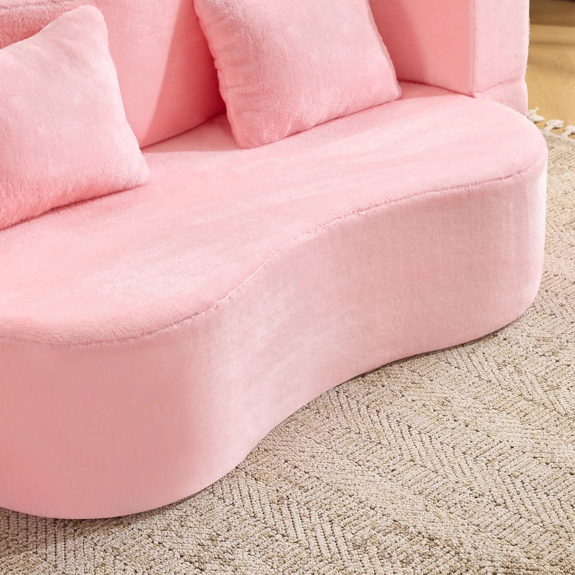 71-Inch Folding Sofa Bed in Pink Chenille with High-Density Foam by HouseOfZazla