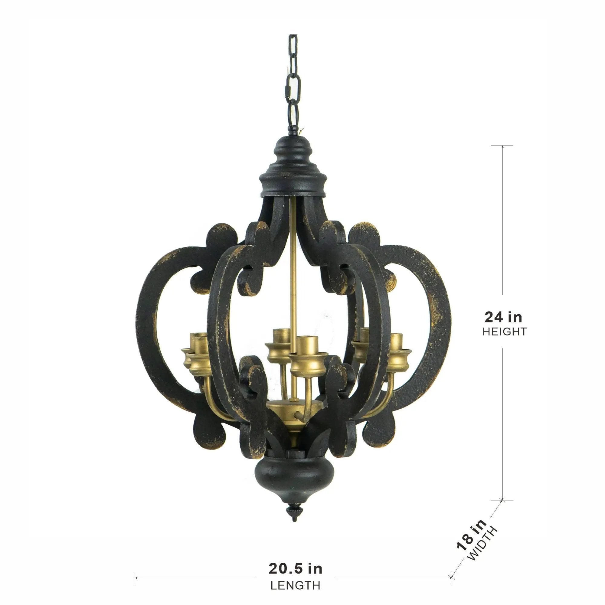 Farmhouse Chandelier, 6 Light Wood Chandelier Pendant Light Fixture With Adjustable Chain For Dining Room Living Room Entryway, Bulb Not Included by Unique Piece Furniture