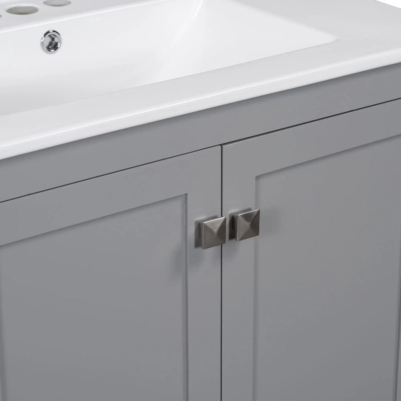 Bathroom Vanity With Single Sink, Combo Cabinet Undermount Sink, Bathroom Storage Cabinet With Two Doors And A Drawer, Soft Closing, Multifunctional Storage, Solid Wood Frame by HouseOfZazla