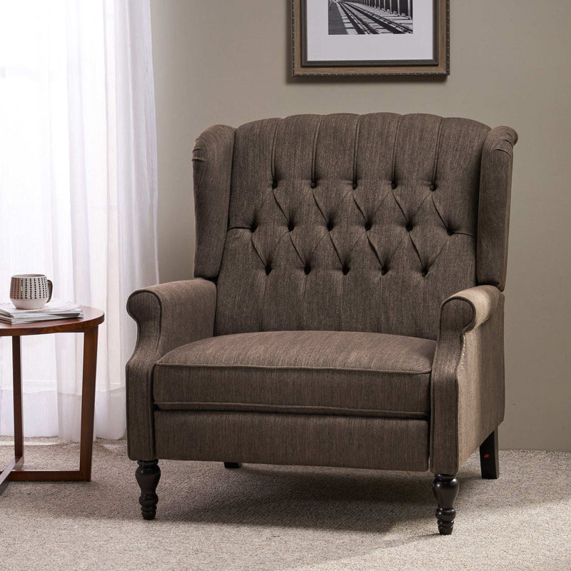 Dunham Contemporary Fabric Tufted Oversized Pushback Recliner by HouseOfZazla