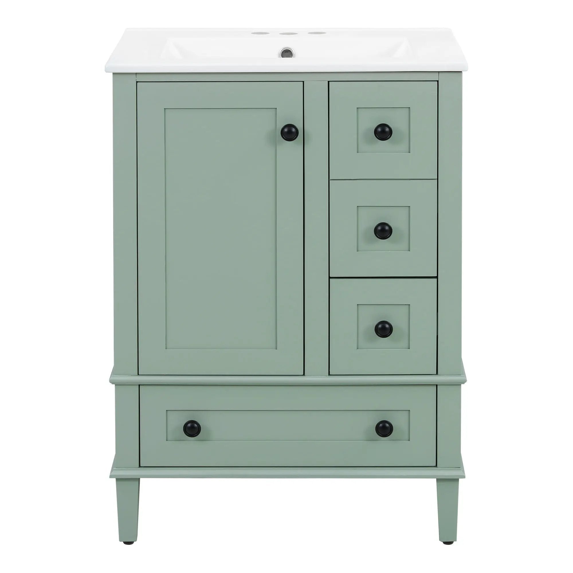 Bathroom Vanity With Integrated Basin, Soft Close Drawers, Door Mounted Double Layer Shelf by Unique Piece Furniture