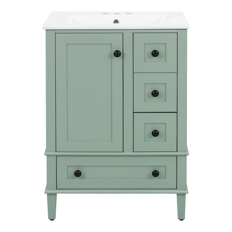 Bathroom Vanity With Integrated Basin, Soft Close Drawers, Door Mounted Double Layer Shelf by Unique Piece Furniture