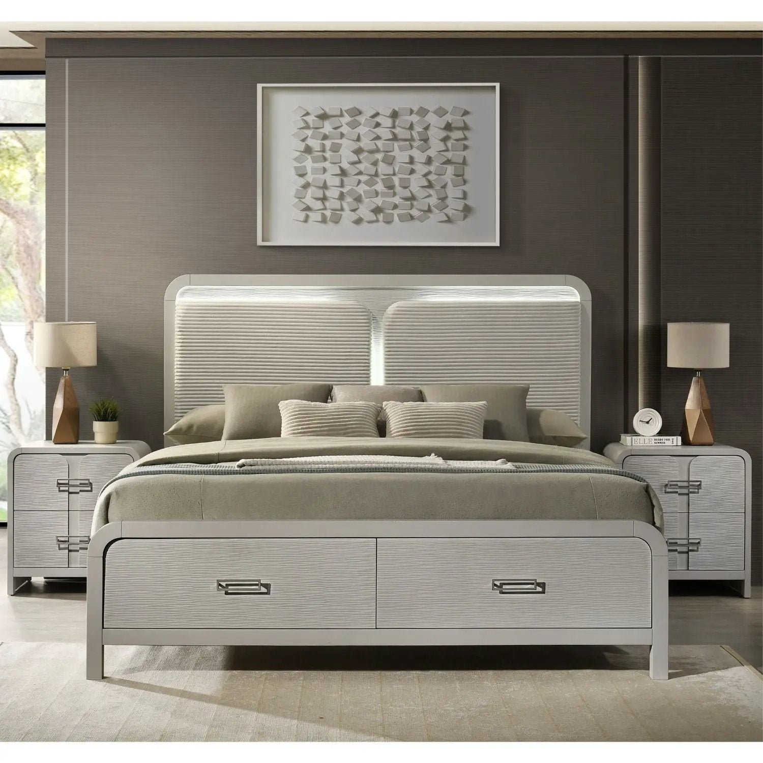 Aria - 2 Drawer Nightstand - Beige by HouseOfZazla