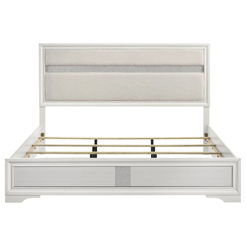 Miranda 54-inch Upholstered Eastern King Panel Bed White by Unique Piece Furniture