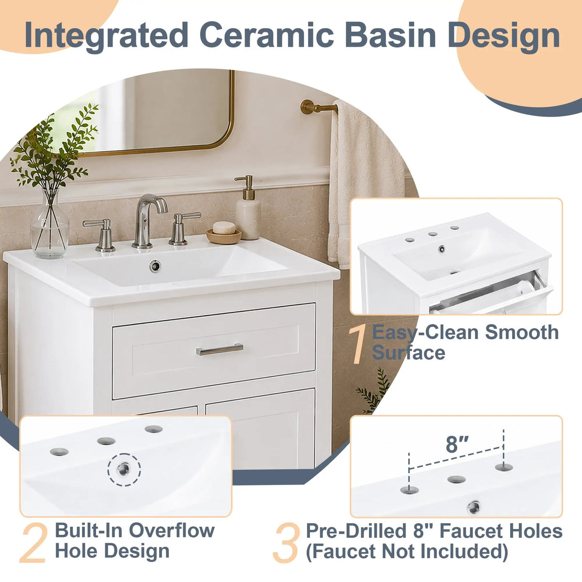 24 Inch Bathroom Vanity with Ceramic Sink by HouseOfZazla