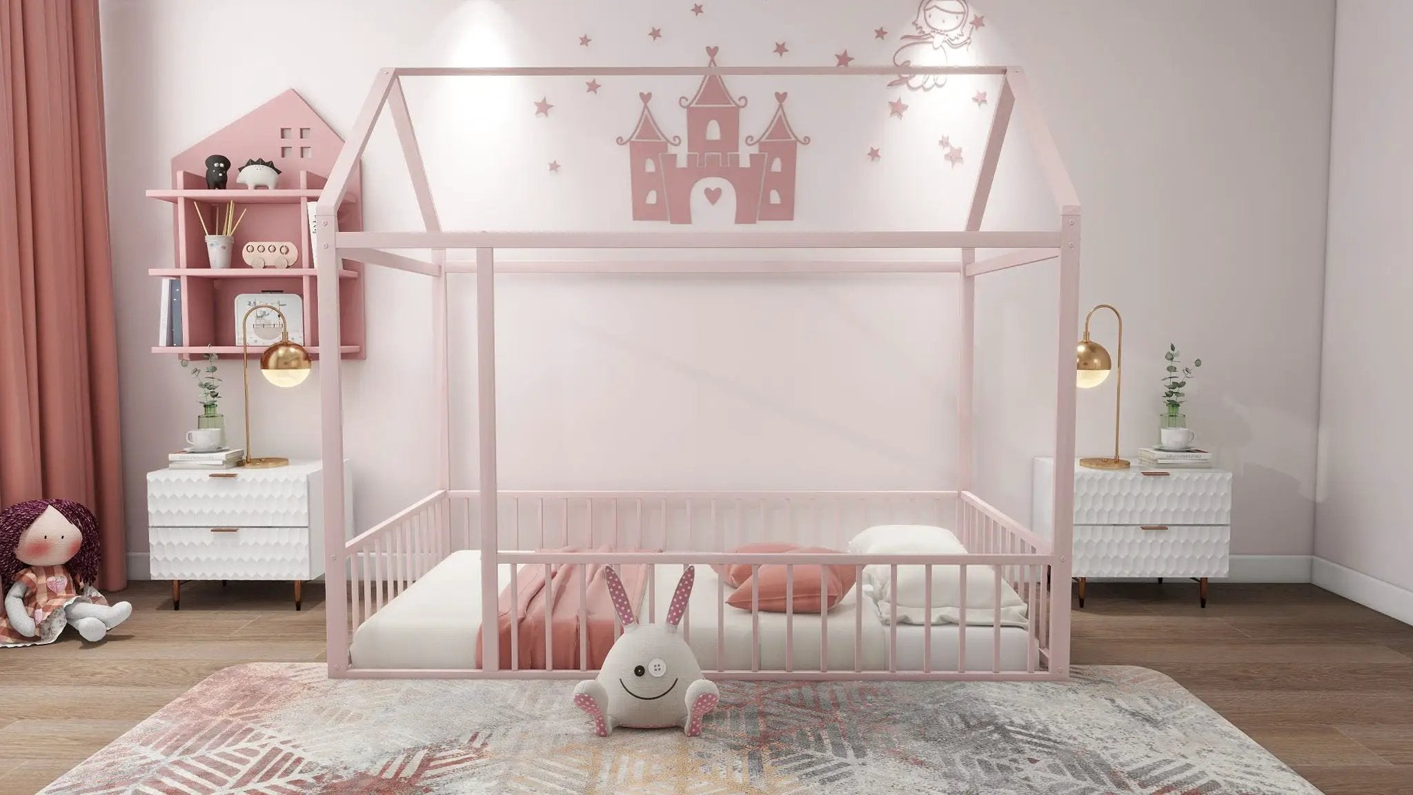 Metal Bed House Bed Frame With Fence by HouseOfZazla