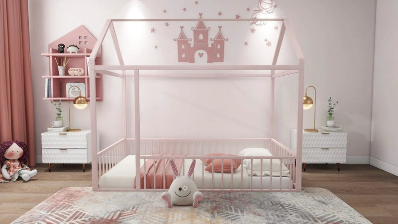 Metal Bed House Bed Frame With Fence by HouseOfZazla