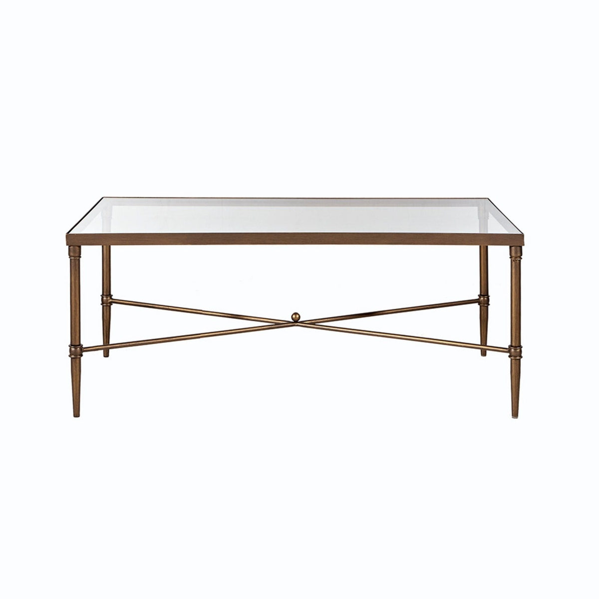 Metal Rectangle Coffee Table with Tempered Glass Top - Bronze