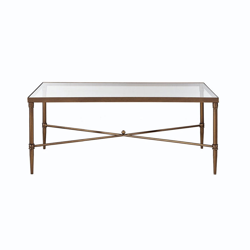 Metal Rectangle Coffee Table with Tempered Glass Top - Bronze