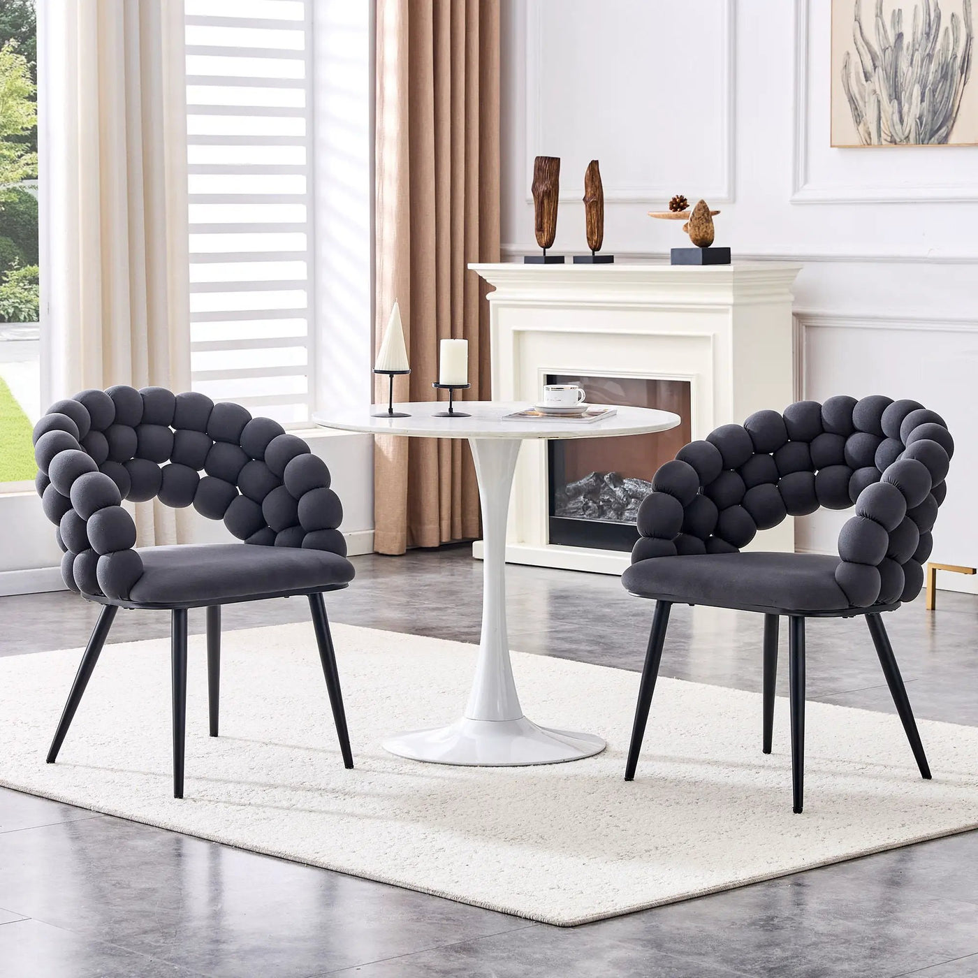 Puffy Bubble, Ball Chain Chairs For Dining Room (Set of 2) by HouseOfZazla