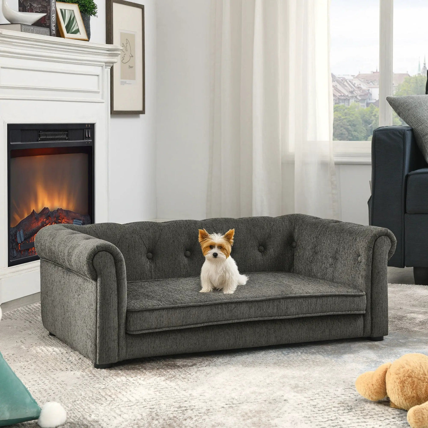 Modern Elegant Rectangle Pet Bed, Durable Elevated Dog Sofa by HouseOfZazla