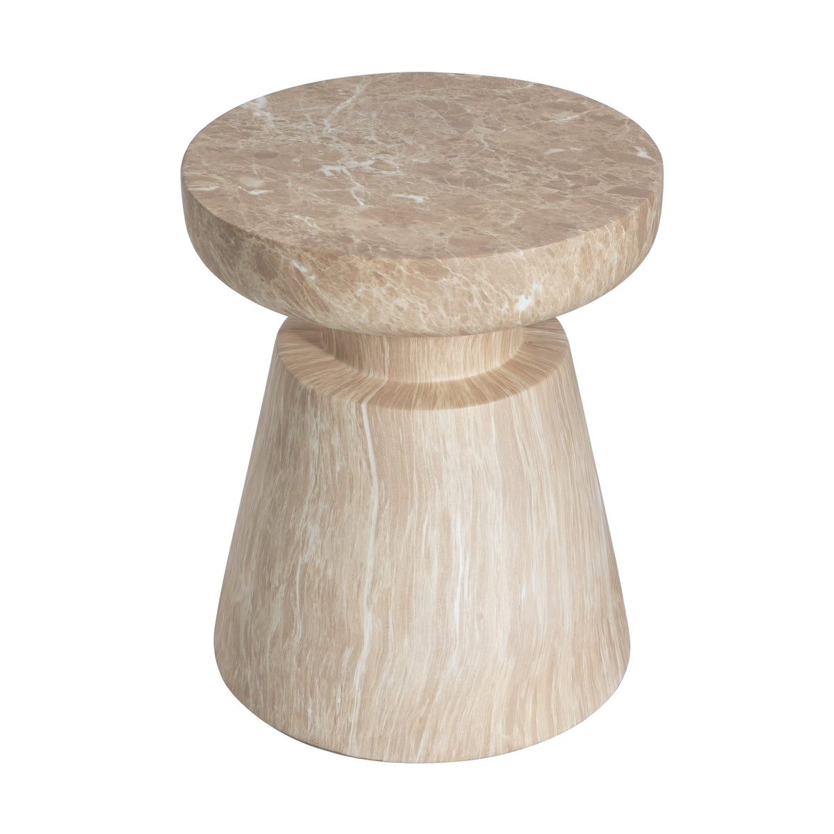 Travertine Outdoor Side Table with Pedestal Base – Gold or White, photo 4 of 10
