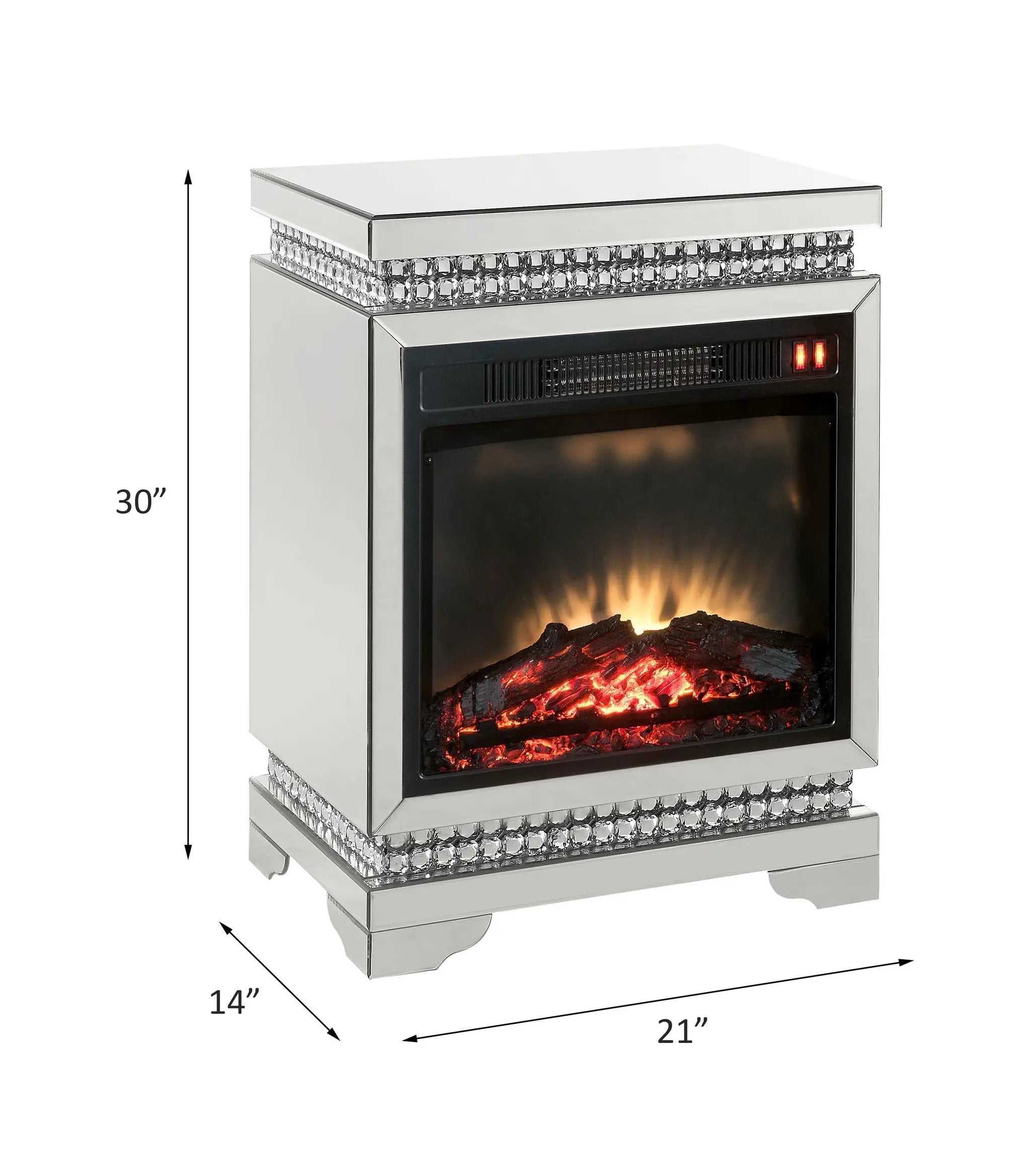 Lotus - Fireplace - Mirrored & Faux Ice Cube Crystals by Unique Piece Furniture
