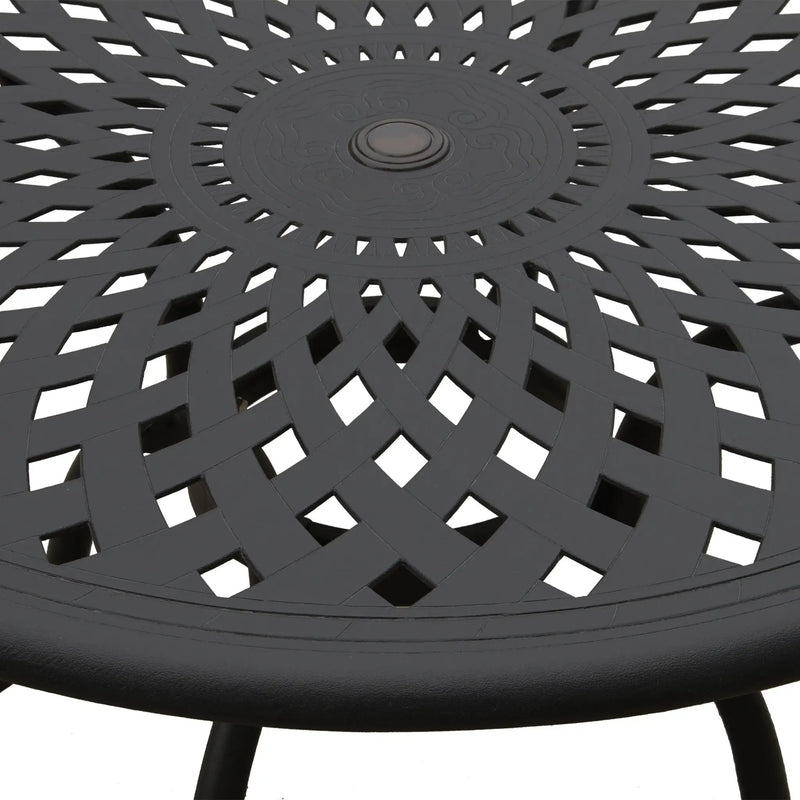 Outdoor Aluminum 5pc Round Black Patio Dining Set with Four Chairs by Sharicks