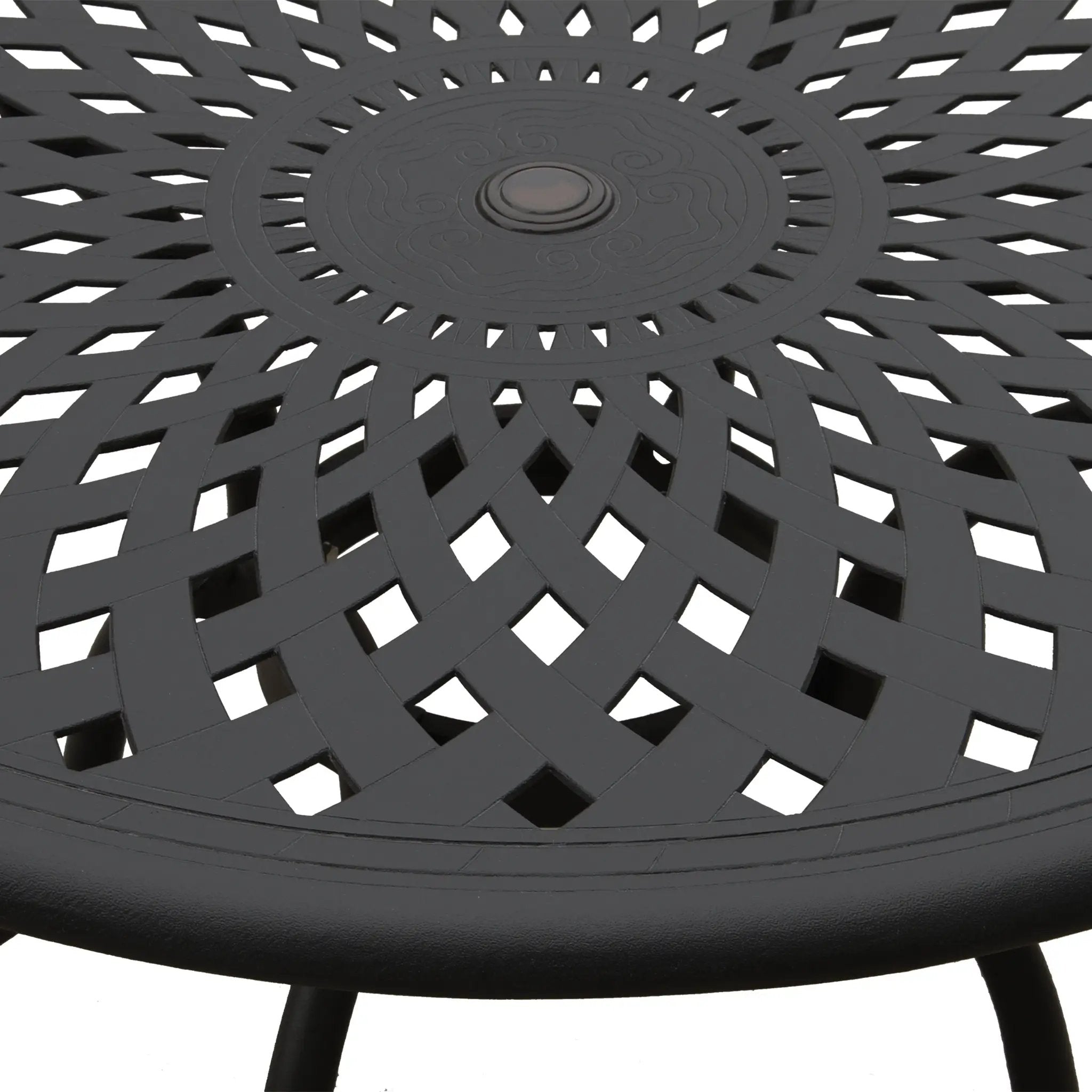 Outdoor Aluminum 5pc Round Black Patio Dining Set with Four Chairs by Sharicks