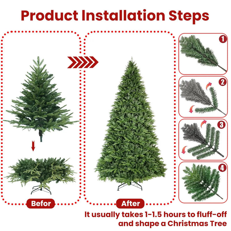6.5ft Artificial Christmas Tree, Premium Hinged Pine by HouseOfZazla