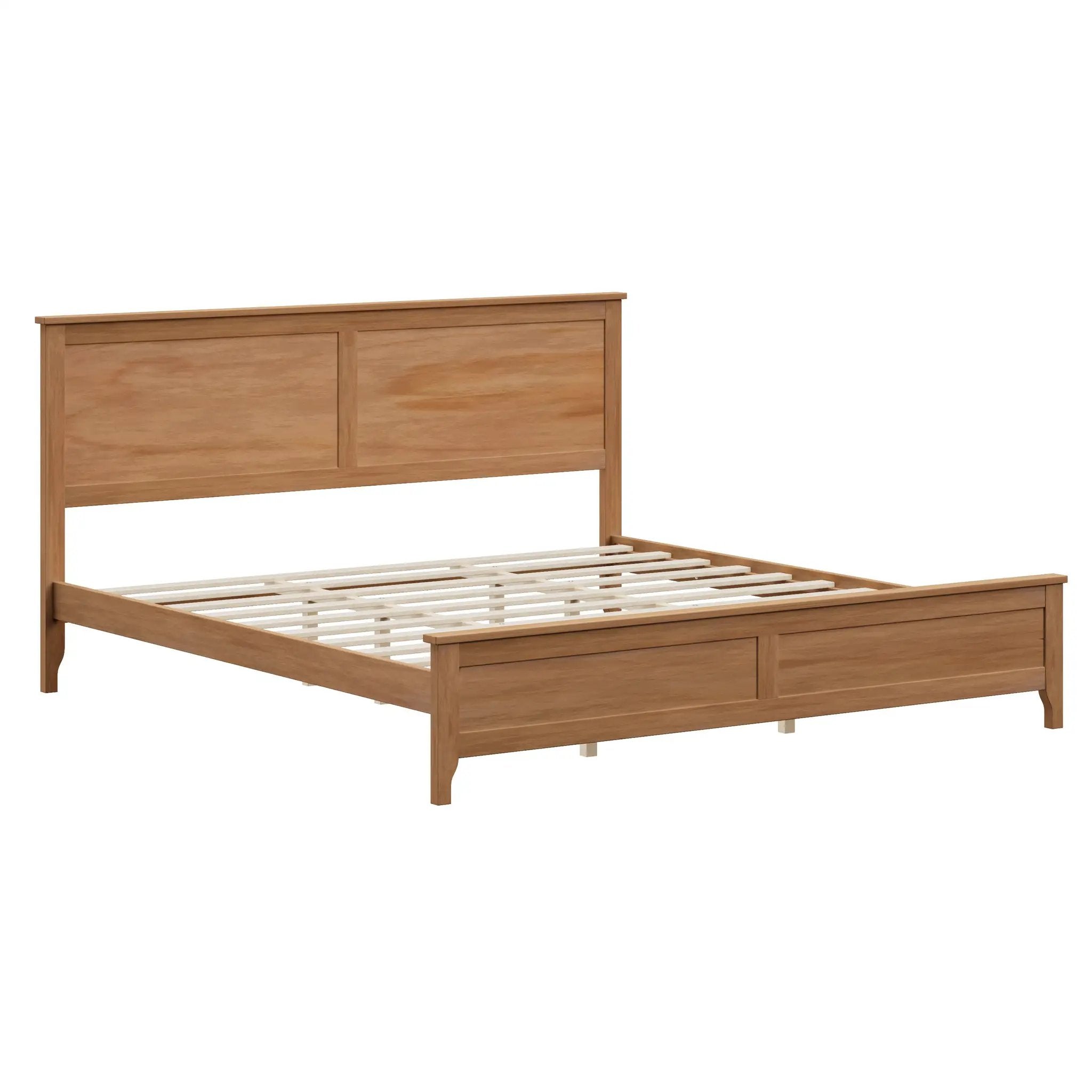 Modern Solid Wood King Size Platform Bed with Sturdy Wooden Slats Support by HouseOfZazla