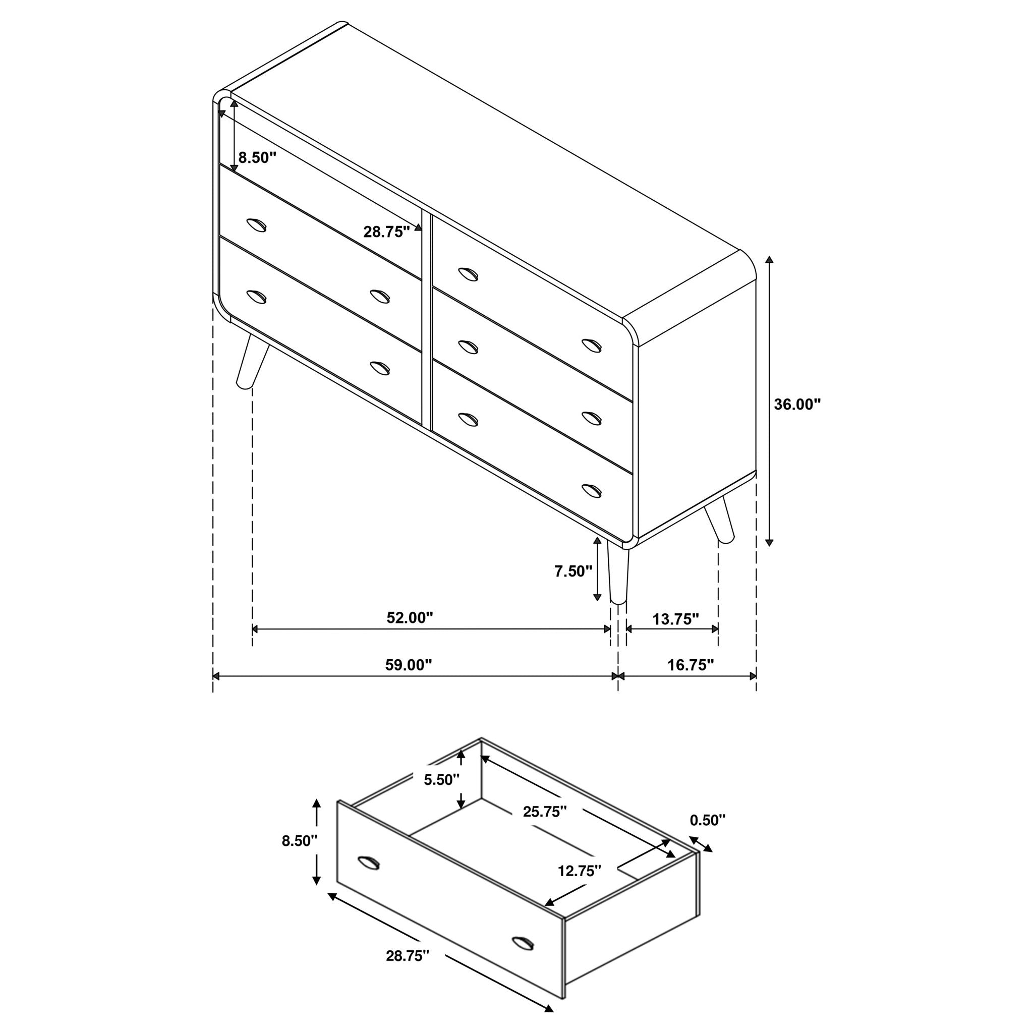 Winston - 6 Drawer Bedroom Dresser by HouseOfZazla