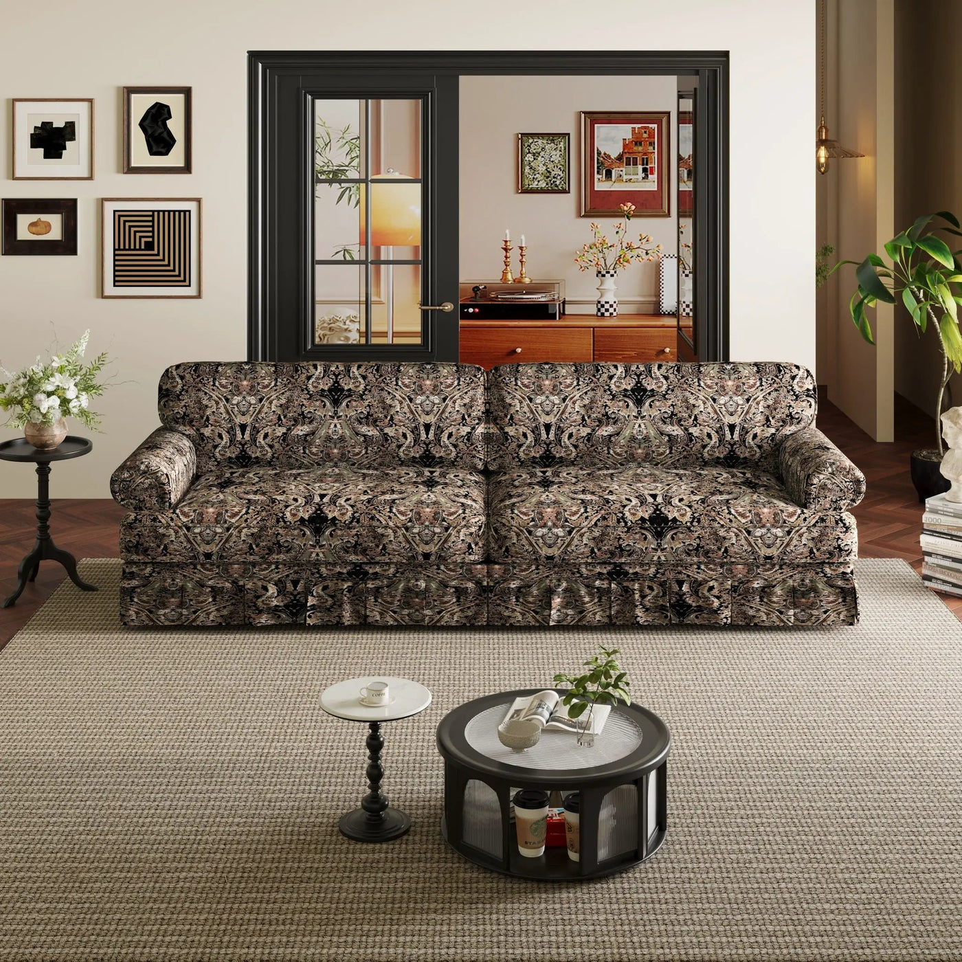 Luxuriously Comfortable Cloud Couch Sofa With Elegant Rolled Arms & Pleated Skirt Design by HouseOfZazla