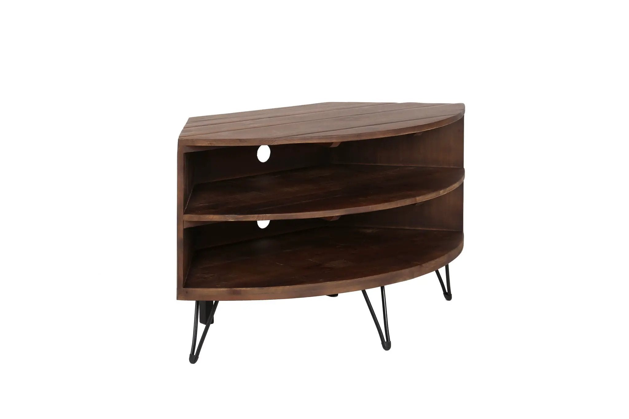 Fan Shape Reclaimed Wood Corner Media Table For Living Room Wise Use Your Space - Natural by Unique Piece Furniture