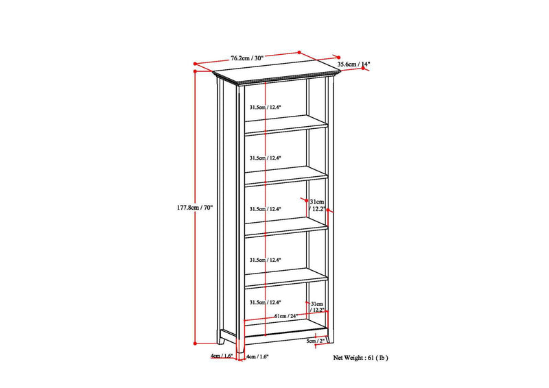 Amherst - 5 Shelf Bookcase, Handcrafted by HouseOfZazla