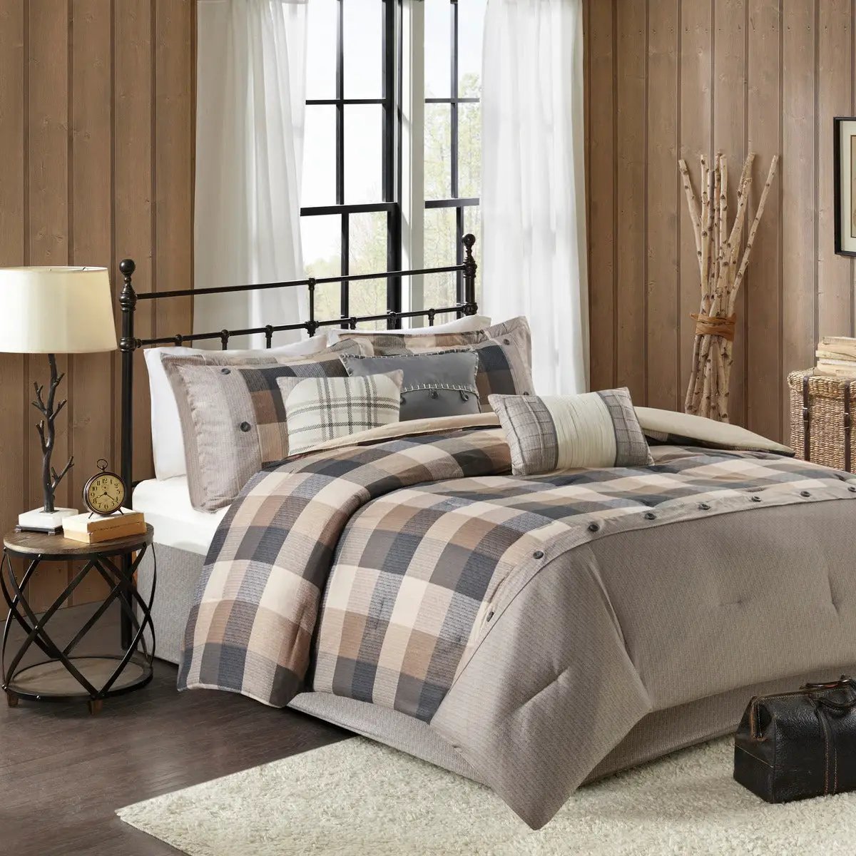 7 Piece Herringbone Comforter Set Neutral King by HouseOfZazla