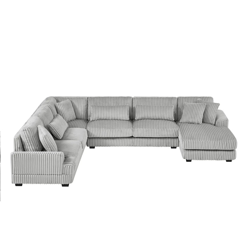 U - Shaped Sectional Sofa With Chaise Lounge, Oversized Living Room Sofa - Gray by HouseOfZazla