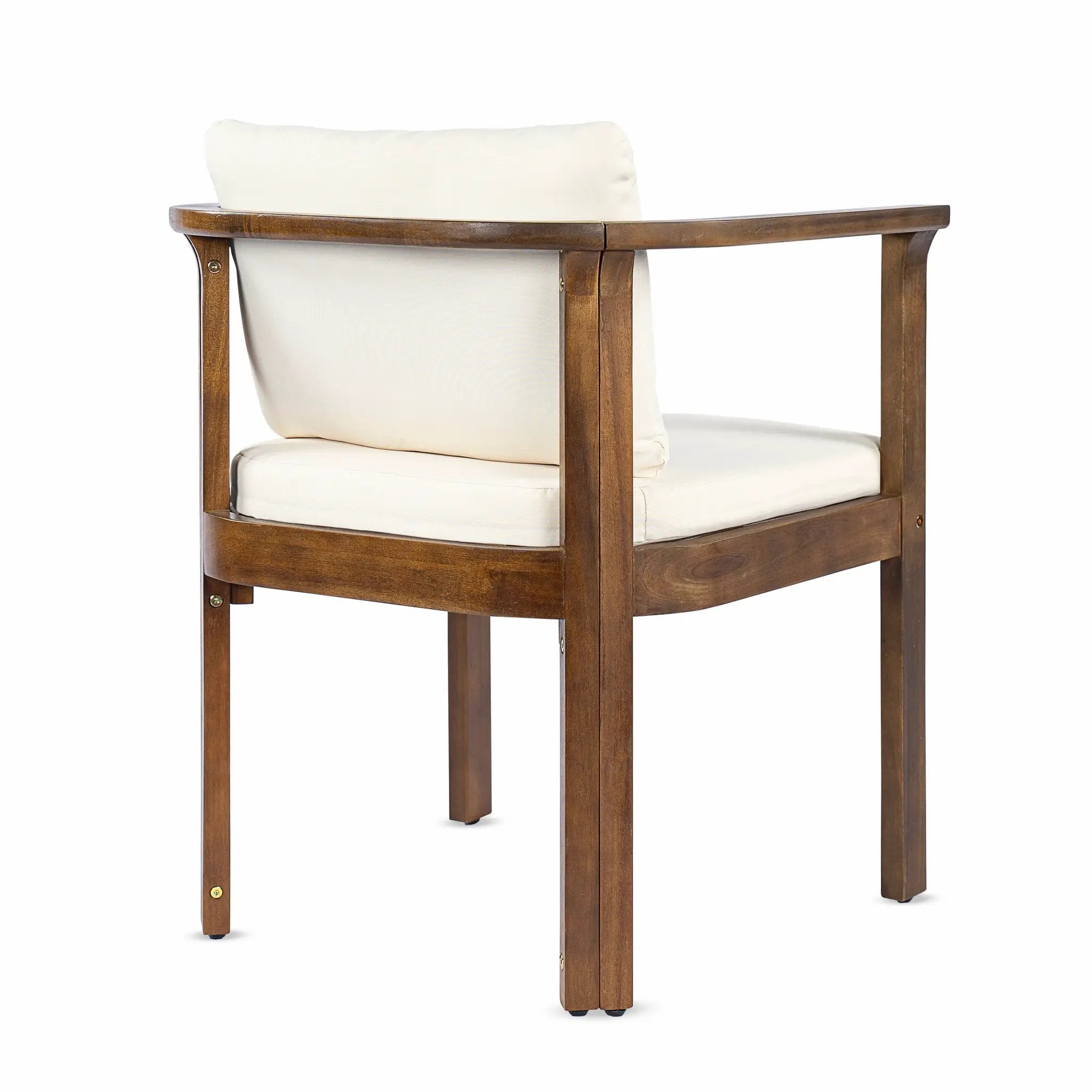 Outdoor Dining Chair Set of 2 with Curved Acacia Wood Arms by HouseOfZazla