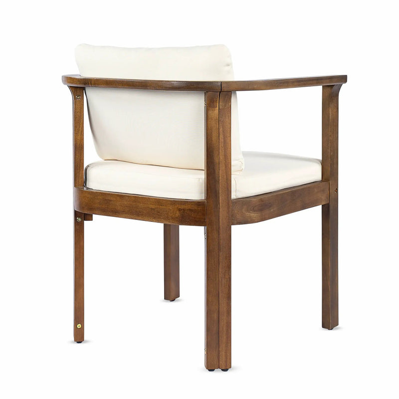 Outdoor Dining Chair Set of 2 with Curved Acacia Wood Arms by HouseOfZazla