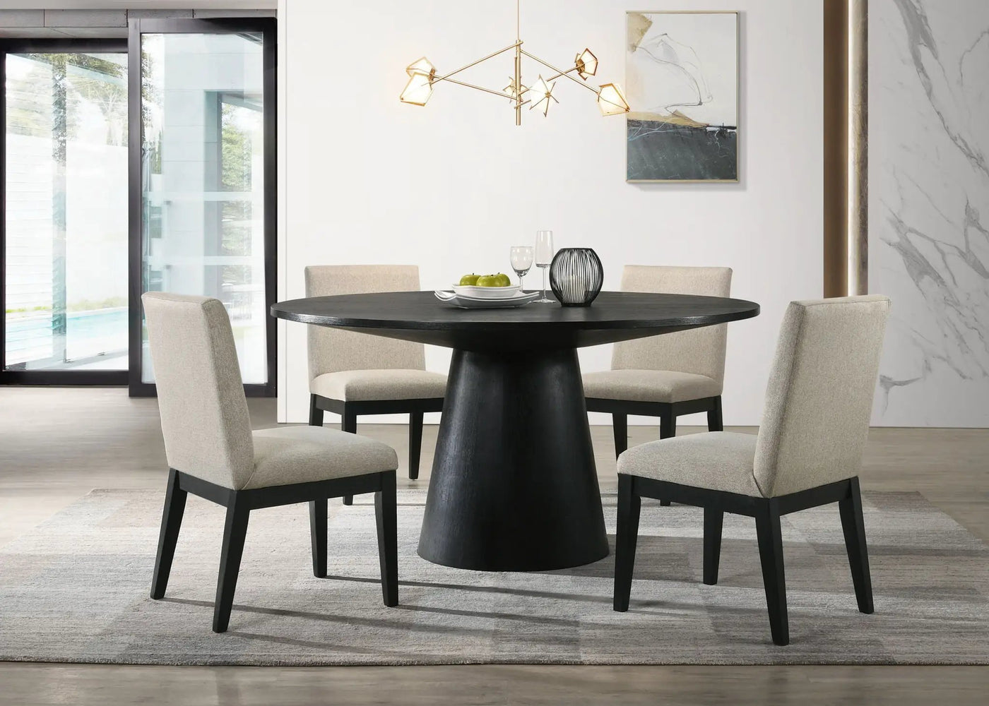Jasper - Wide Contemporary Round Dining Table Set by HouseOfZazla