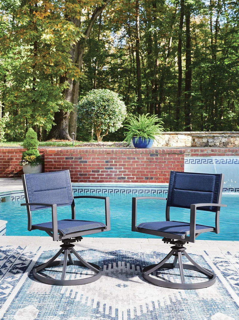 Rocky Creek - Sling Swivel Chair (Set of 2) - Blue / Gray by Unique Piece Furniture