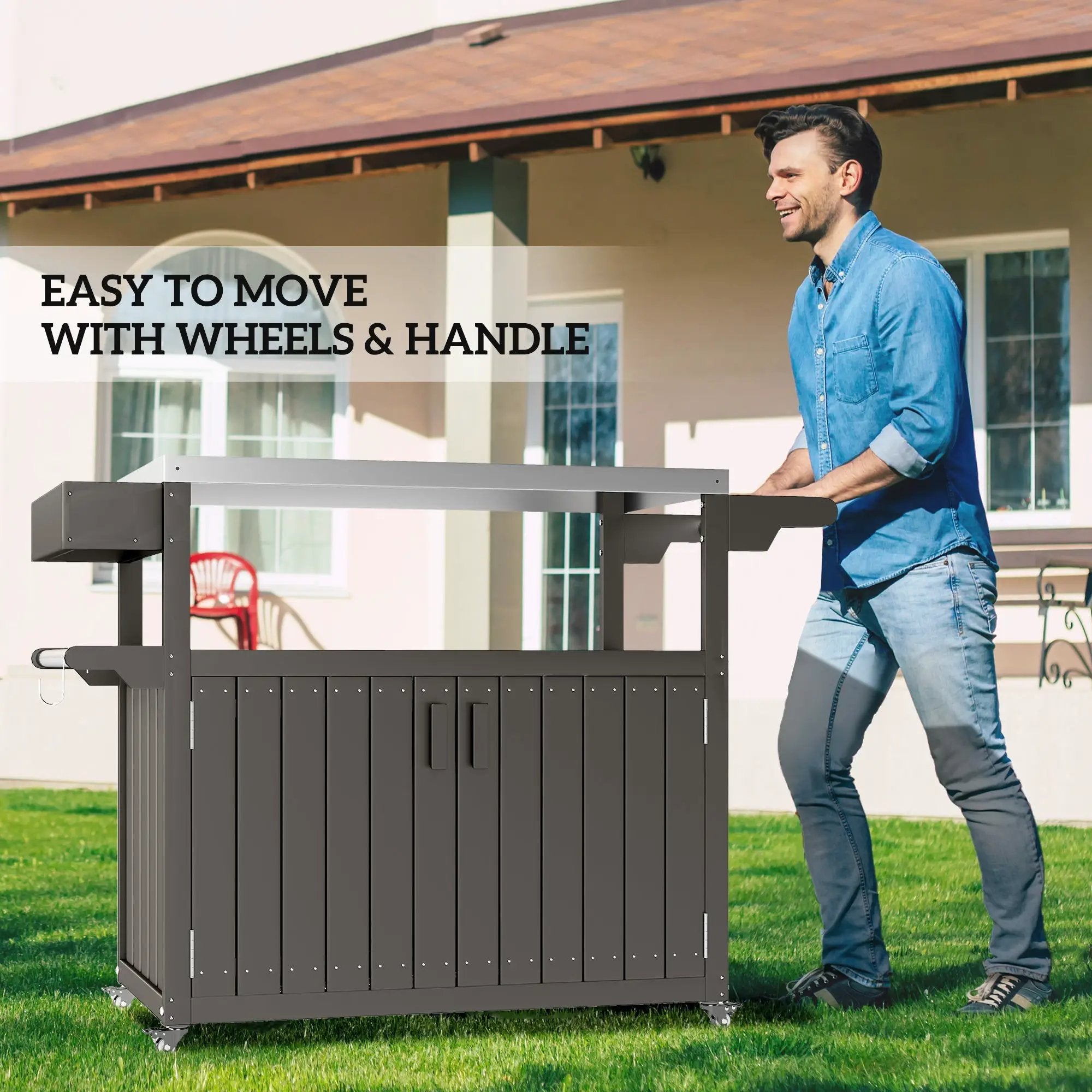 Convenient Outdoor Bar Cart with Storage and Wheeled Kitchen Island by HouseOfZazla