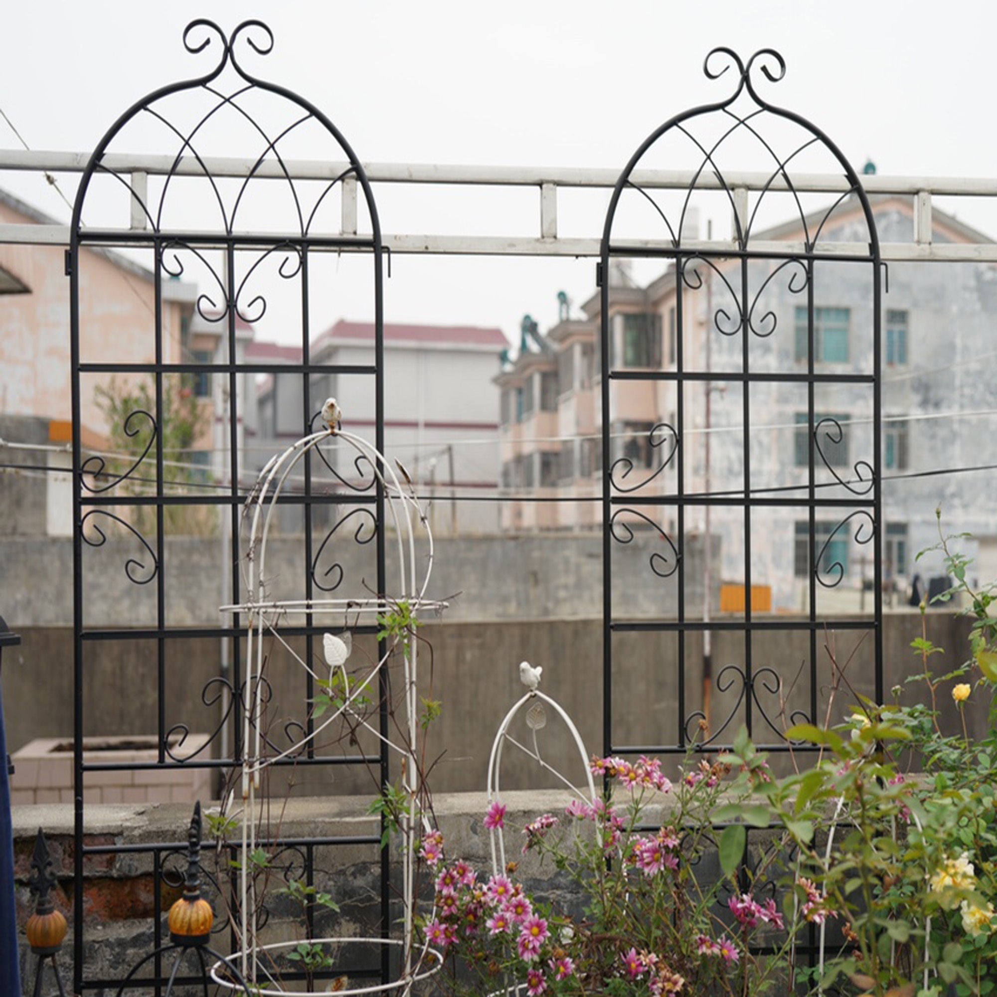 Metal Garden Trellis 4 Pack Rustproof Climbing Plant Supports by HouseOfZazla