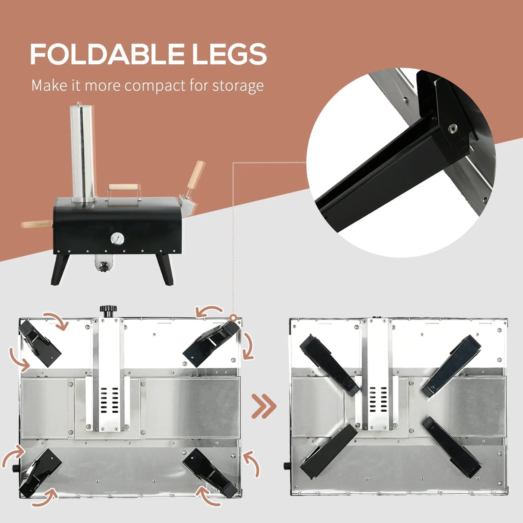 Outsunny Outdoor Pizza Oven with 12" Rotating Stone and Foldable Legs by HouseOfZazla