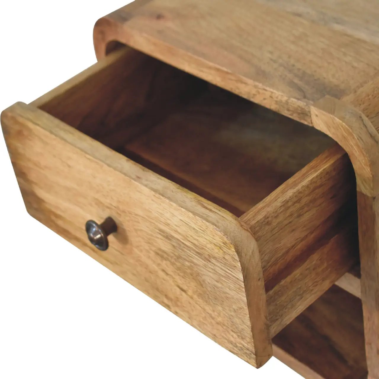 Solid Wood Mini Oak-ish Floating Open Bedside, 1-Drawer by HouseOfZazla