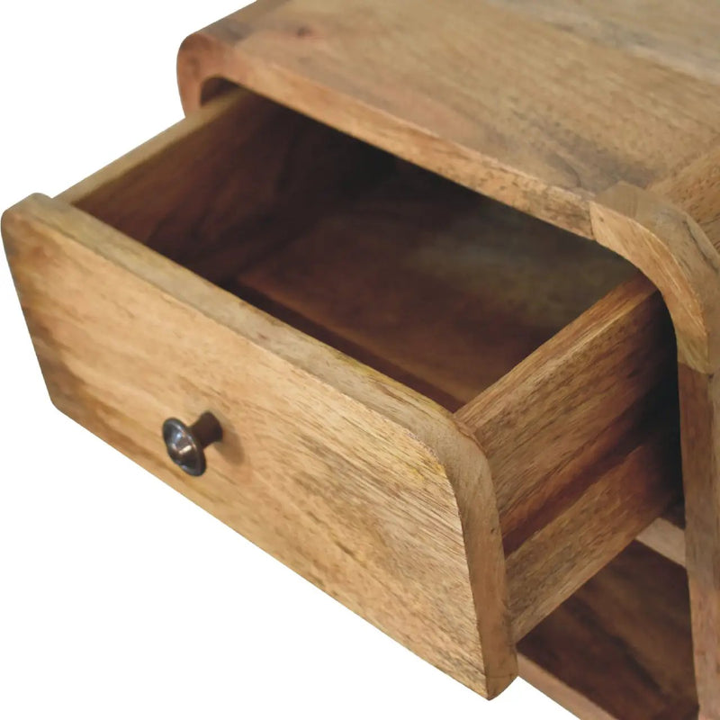 Solid Wood Mini Oak-ish Floating Open Bedside, 1-Drawer by HouseOfZazla